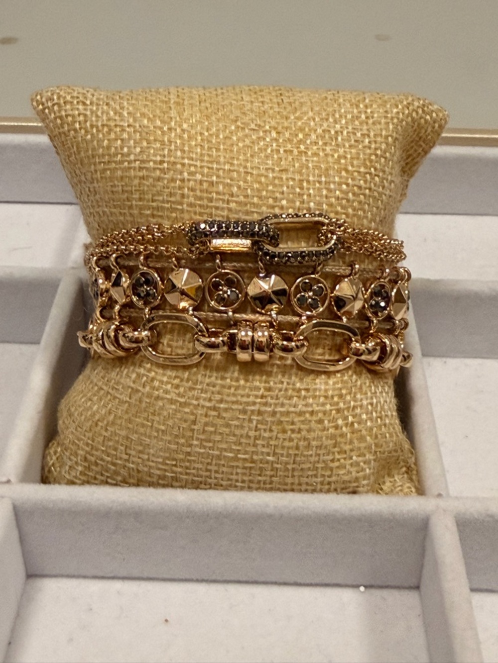 Bomb Party NWOT! Gold-Tone Women's Bracelet Set with Black Crystal Details - Picture 4 of 8